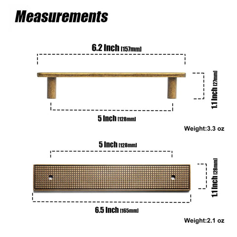 Dimensions of 5 Inch Antique Brass Cabinet Pulls With Backplates 2 Pack Beefy Heavy Duty Solid Metal Handles Built To Last