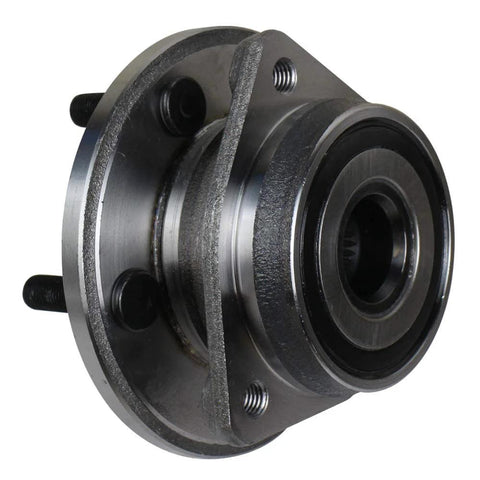 Close-up of metal Two Pack Front Wheel Hub And Bearing Assembly Compatible With Jeep Wrangler 1999 2006 Cherokee 1999 2001 TJ 2000 2006 Five Lug Non ABS Front Axle Replacement Kit