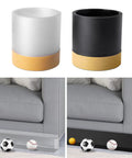 Under Couch Blocker Sofa Guard Sectional Connector Bumper That Stops Items From Sliding Under Furniture No More Mess On Beds Carpets And Wood Floors Thick Durable Barrier With Easy Removal For Couches Sofas Dressers And Bed Frames in black and white variants, shown blocking balls under a sofa.