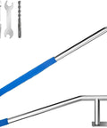 Heavy Duty Stainless Steel Pool Handrail 55 X 32 Inch Setup With Non Slip Nylon Grip, showing mounting hardware and installation tools.