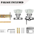 Crystal Glass Privacy Door Knobs With Lock In Polished Chrome for Bedroom and Bathroom Dope Vintage with installation kit