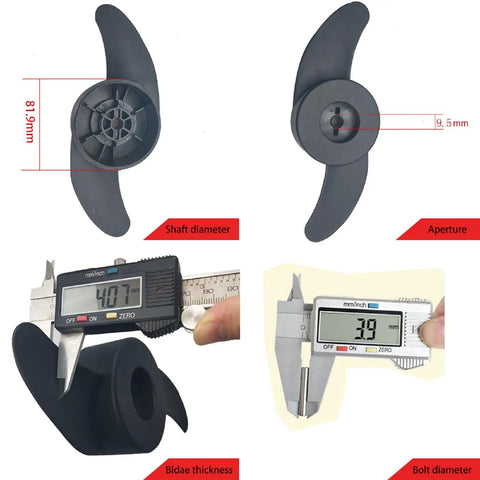 Power Prop Kit 2 Blade 3 Inch Hub Trolling Motor Propeller with measurements for shaft and blade diameter