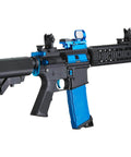 Gen 2 M4 SD Blue Carbine AEG Airsoft Rifle With Red Dot Sight, lightweight polymer build, and dope blue accents