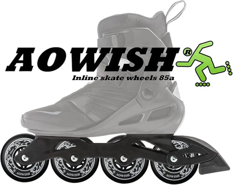 8 Pack Inline Skate Replacement Wheels 85A Outdoor Asphalt Formula For Indoor And Outdoor Use displayed on skate