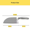 Crinkle cutter knife with stainless steel wavy blade and metal handle; 11.73-inch total length.