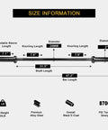 Diagram of Beefy Heavy Duty 4 Foot Barbell For Strength Training And Olympic Lifts, 2 Inch Sleeve, dimensions and features labeled.