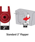 Universal 2 Inch Toilet Flapper Built With Heavy Duty Rubber showing dimensions, ideal for stopping water drainage in tanks.