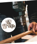 16 Piece Shelf Pin Drilling Jig And Dowel Center Points Kit For Smooth Woodworking Projects Plus Pro Grade Tenon Alignment Tool in use, with drill and dowel pins.