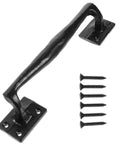 Heavy Duty Sliding Door Handle Set For Barn, Gate, Closet And Cabinet Black Iron Pulls With Ergonomic Chamfered Edges and screws