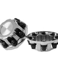 Chrome Wheel Center Caps 8 Lugs Set Of 4 For Select 16 Inch Vans And Trucks Compatible With Chevy Silverado Avalanche 2500 1999 2010 Replacement 15039489 15039488 9597169 9597170, showing close-up of two caps with lug details.