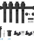 Built Tough Sliding Barn Door Hardware Kit For Double Doors Bypass Rail System With Monorail Track components