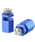 Tall Stair Gauges For Framing Square Set, Non Slip Framing Jig For Easier And Faster Stair Layout, Keeps Run And Rise Consistent, Boosts Accuracy On Rafters And Stringers, Blue Pack Of 2, anodized aluminum close-up view.
