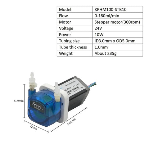 KPHM100 24V Adjustable Peristaltic Dosing Pump, 0-180ML/Min Flow Rate With Brush Motor Great For Lab And Industrial Applications High Accuracy Reliable Performance Compact Design Easy To Use Save Time Effort