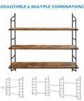 Farmhouse Wall Shelf Rustic Floating Shelves 24 Inch for Kitchen Bath Bedroom and Living Room with adjustable steel brackets