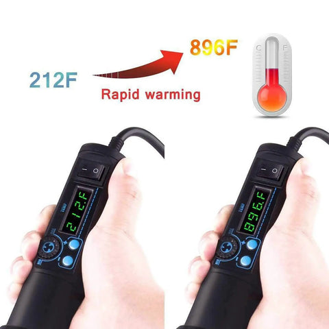 Beast Power Heat Gun For Vinyl Shrink And Rework Station With LED Display showing 212F to 896F temperature range