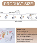 Six Light Flexible Track Lighting With 45.67 Inch Arms And 350 Degree Rotating Heads In Natural Wood Shade display