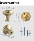 Set Of Six Champagne Bronze Cabinet Knobs In Zinc Alloy Modern Hardware measurements with size comparison to coin and screws
