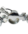 Small Block Chevy Electric Water Pump delivers killer 35 gpm high volume flow with chrome aluminum housing, top view.
