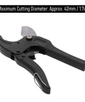PVC Tube Pipe Cutter 42mm Cutting Diameter Stainless Steel With Anti Slip Handle Tail Lock, black handle, side view