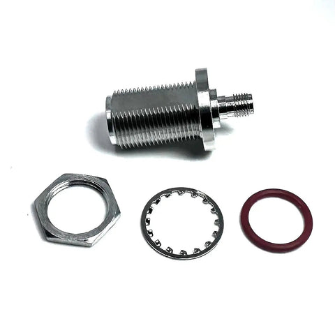 2 Pack SMA Female To N Female Bulkhead RF Coaxial Adapters Nickel Plated components and connectors displayed