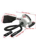 Heavy Duty Cordless Air Blower And Vacuum Cleaner Kicking Serious Dust Sawdust Debris Straight Up With Fast Charge Port, compact design, ergonomic handle.