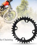 96 BCD Narrow Wide Mountain Bike Chainring 34T Aluminum Alloy Replacement For Smooth Shifts shown with mountain biking scene
