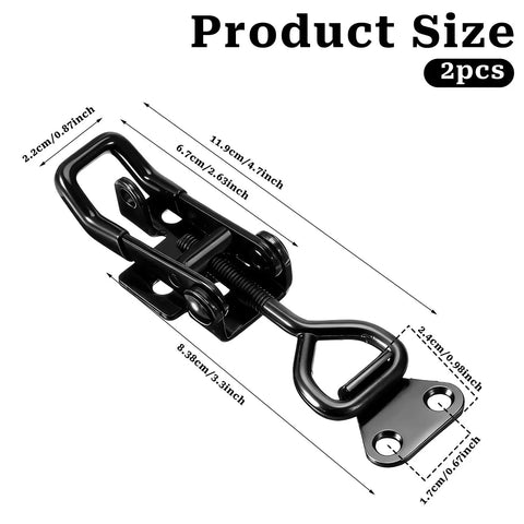 Beefy 300 Lb Heavy Duty Toggle Clamp Set With Quick Release Pull Latch, metal construction, dimensions labeled in inches