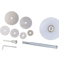 6 Blade Inside Pipe Cutter For PVC And Metal Pipes, Cuts 22mm To 50mm Smoothly, varied sizes of blades and tools displayed