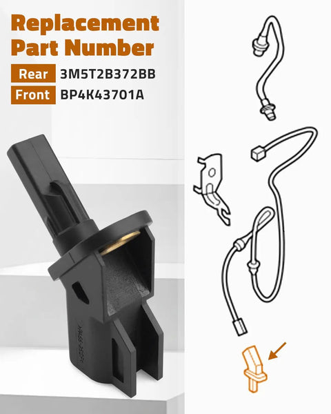 Fresh Dope 4 Pack Abs Wheel Speed Sensors Front And Rear with replacement part numbers 3M5T2B372BB and BP4K43701A.