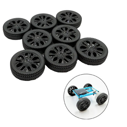 40 Piece Plastic Toy Wheels With Metal Axle Shafts For RC Cars Trucks Drones Robots Helicopters And DIY Model Building Projects 30mm