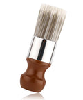 Image of a salve brush with a comfortable brown handle, part of the Salve Brush For Leather And Wood Furniture With Comfortable Handle Durable Wax Brushing Tool For Leather Care And Home Furniture Maintenance Great For Sofas Couches Armchairs And Other Leather Furniture At Home.