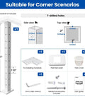 Corner Cable Railing Post 36 Inch Square 2 By 2 T Drilled One Post Corner Solution Surface Mount White Stainless Steel Kit