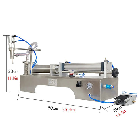 Straight Up Automated Pneumatic Liquid Filling Machine With Bulletproof Stainless Steel Build And No Drip Nonsense Nozzle, 90cm x 30cm.