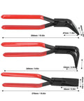 Three Piece Metal Bending Pliers Set with Straight 45 Degree and 90 Degree Jaws for Precision Sheet Metal Bends in Tight Spaces