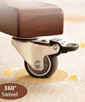 Stem Casters With 360 Degree Swivel TPR Wheels For Carts Furniture Dolly And Workbenches, installed on wooden furniture with brake