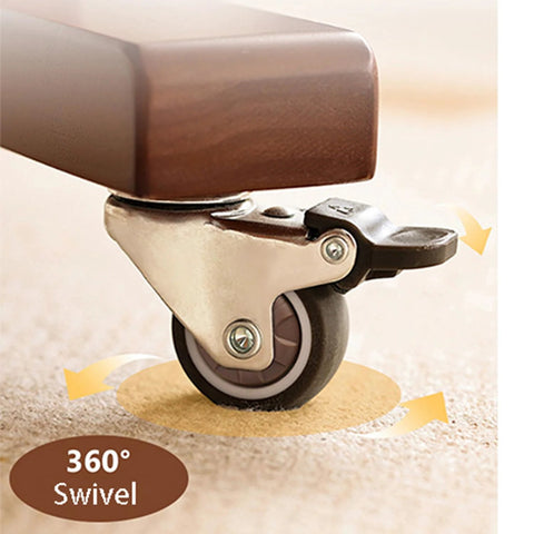 Stem Casters With 360 Degree Swivel TPR Wheels For Carts Furniture Dolly And Workbenches, installed on wooden furniture with brake