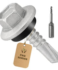 Beefy Heavy Duty Self Drilling Roof Screws 12 By 3 Quarter Inch With Hex Head And EPDM Washer Silver Coated Carbon Steel