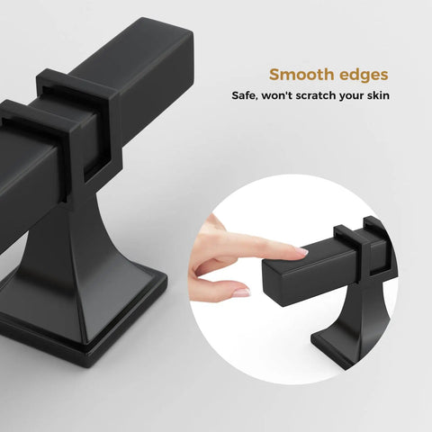 Heavy Duty Matte Black Cabinet Knobs Bring A Slick Two Tone Vibe With Rock Solid Square Drawer Pulls For Kitchen Cupboards And Dressers 15 Pack, showing smooth edges for safe grip.