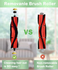 Comparison of removable vs non-removable brush rollers for Replacement Parts Kit For S6 Pure, S6, S6 MaxV, S5, S5 Max, S4, E4, E2, E3, E5, E20, E25, E35, S50, S65 Robot Vacuums With 3 Main Brushes, 6 Side Brushes, 4 Filters, Easy Fit, Durable, Perfect Maintenance Set