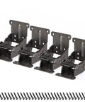 Built Tough Folding Brackets With Self Lock Adjusting Hinge, Rock Solid Steel Supports For Table Or Workbench, Zero Fuss Extension Braces For Sleeping Platform, Matte Black 4 Piece Hardware Kit with screws.