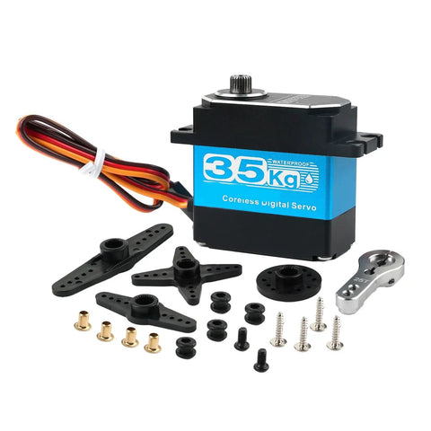 Kickin Torque Heavy Duty Digital Servo With High Voltage Coreless Motor And Full Metal Gears For Rc Cars Boats Trucks Waterproof Hi Power 35Kg 270 Deg Rotation Diy Rigs Built To Last Forever with accessories.