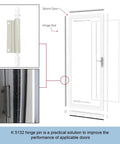 Diagram showing six sets of 1-7/16 inch screen and storm door hinge pin kit with white nylon pins and bushings for Croft doors.