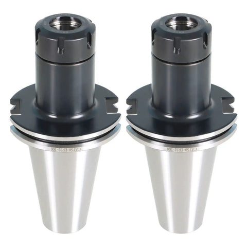 Two Piece ER32 Collet Chuck Set For CAT50 Tool Holder With 4 Inch Extension, front view, ultra precise, for CNC machines.