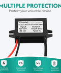 DC 12V 24V To 5V USB C Step Down Converter With Type C Interface 5A 25W Waterproof Buck Module Power Adapter, front view