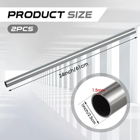 Two 1-inch OD 304 stainless steel tubes, 24 inches long with 16-gauge thick-walled tubing.