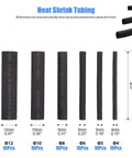 Top Shelf Open Barrel Copper Ring Lug Terminals And Heat Shrink Tubing Assortment Kit For Auto Battery Cables and sizes of heat shrink tubing
