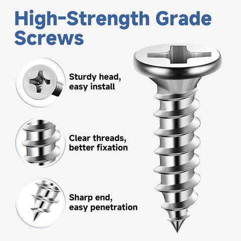 20 Pieces Stainless Steel L Bracket Corner Brace Sets For Wood Shelves 90 Degree Right Angle Brackets With Eighty Screws Includes Durable Metal Corner Brackets For Furniture Cabinets Drawers Chairs 1.57 By 1.57 Inches showing close-up of high-strength screw design features.
