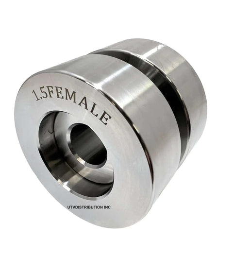 1.5 inch female die from 7 Piece Dimple Die Set For Auto Body Panels Includes 1/2 Inch, 3/4 Inch, 1 Inch, 1 1/4 Inch, 1 1/2 Inch, 1 3/4 Inch And 2 Inch Dies CNC Machined From SAE 8620 Steel With Rockwell 80 Case Hardened, Pro Grade Dimpling Kit For Panels