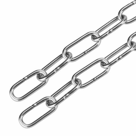 Heavy Duty 1/8 Inch By 49 Feet Stainless Steel Coil Chain With Galvanized Polished Finish for hanging plants and DIY tasks.