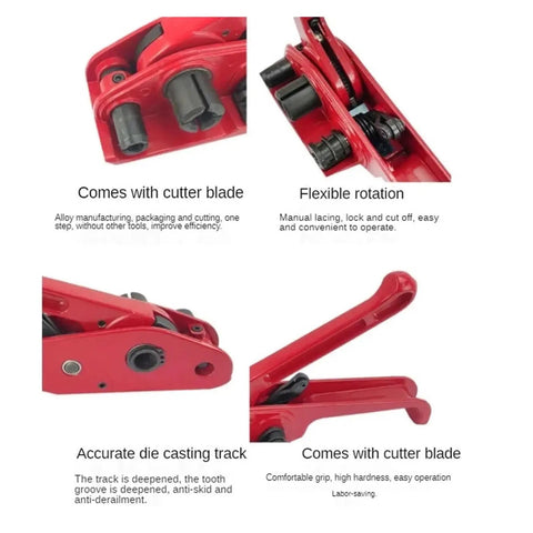 Heavy Duty Electric Strapping Machine With Heat Welding Tool Kit For Portable PP Banding, detailed view of cutter blade and tracks.